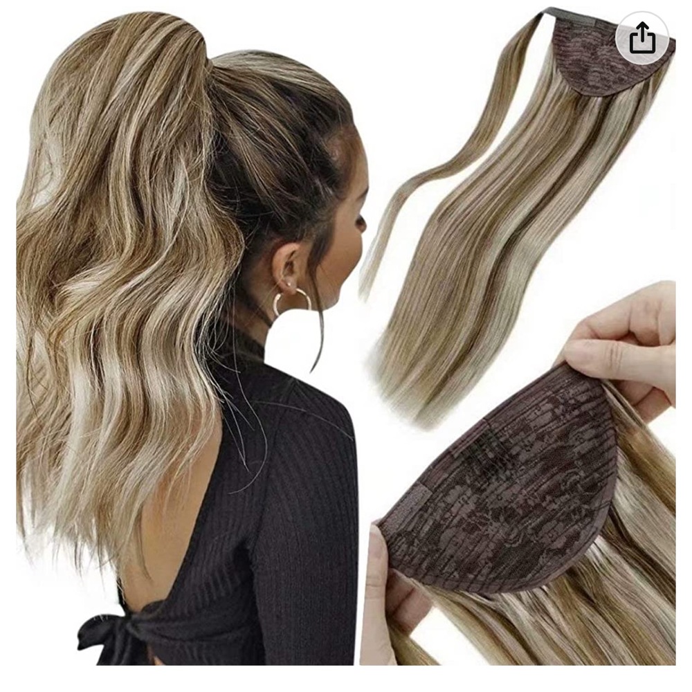 LAAVOO Ponytail Extension Real Human Hair 20inch